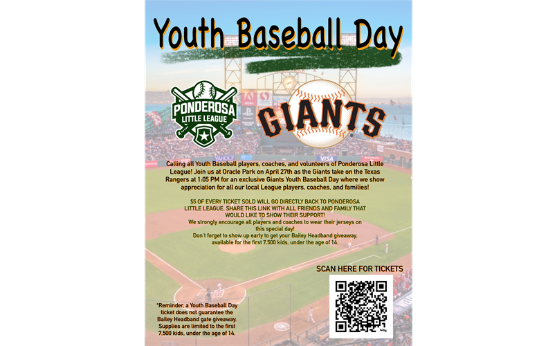 Giants/Ponderosa Youth Baseball Day