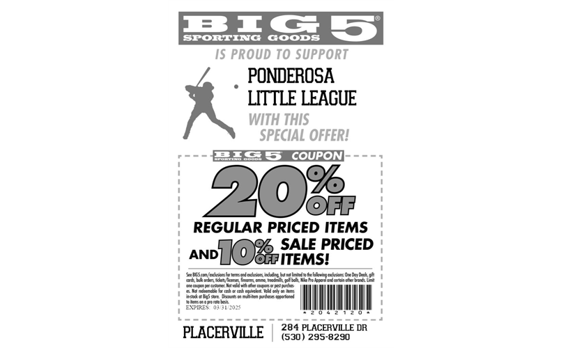 Placerville BIG 5 Coupon - Now until 3/31
